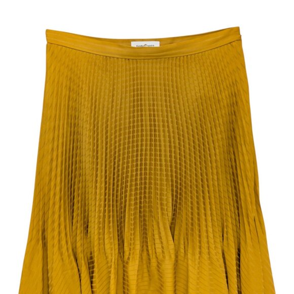 Club Monaco Yowshee Midi Skit Antique Gold Pleated Lined Side Zip Size 6 - Picture 3 of 8